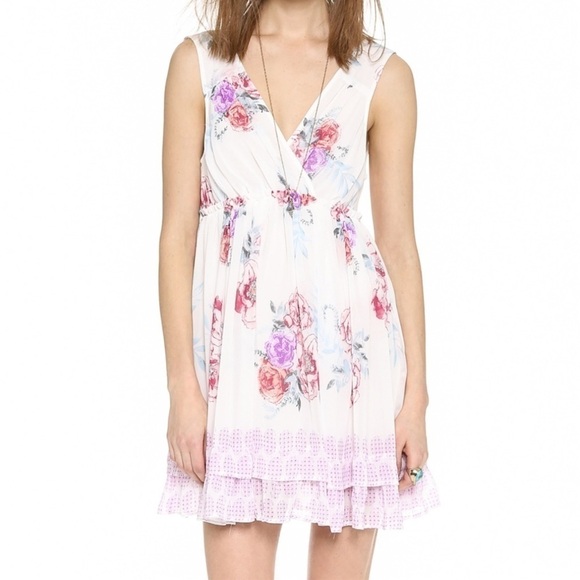 Free People Spring Fever White Floral Print Mini Dress Small - Picture 2 of 9